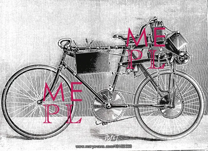 : An engraving depicting Albert Boyer's motorcycle : An engraving depicting Albert Boyer's motorcycle