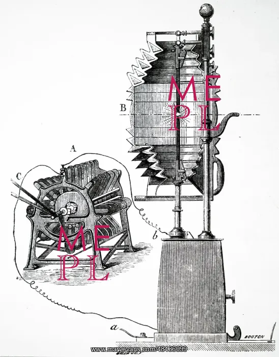 : Engraving depicting an Alliance (Nollet) generator : Engraving depicting an Alliance (Nollet) generator