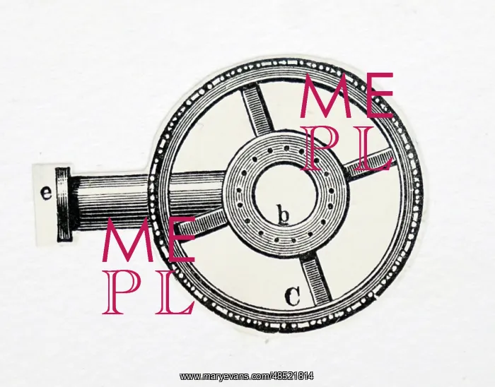 : An engraving depicting an Argand burner : An engraving depicting an Argand burner