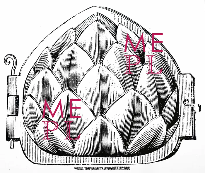 : Engraving depicting an artichoke patterned tin mould : Engraving depicting an artichoke patterned tin mould