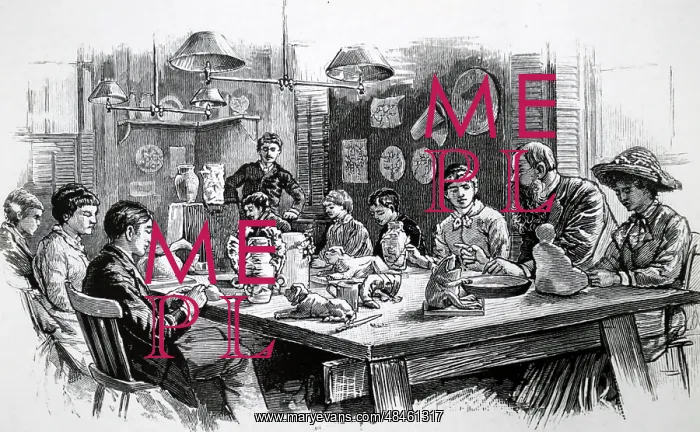  : Engraving depicting an arts and handicrafts class