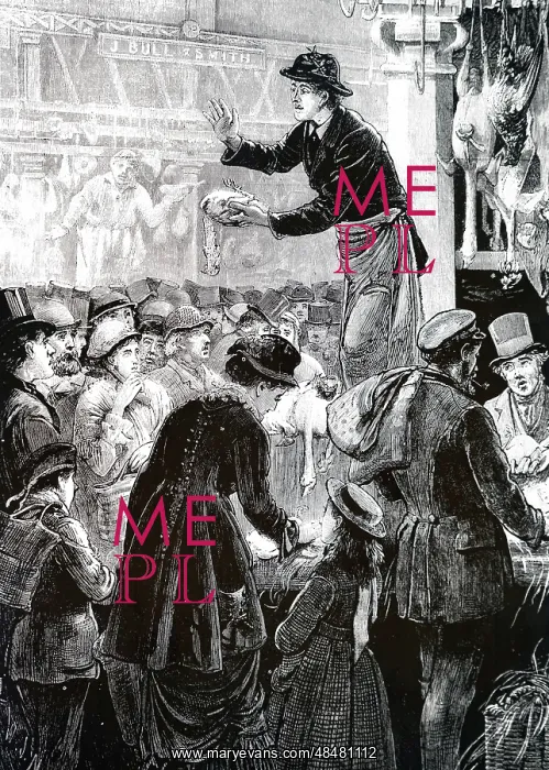 : An engraving depicting the auctioning off of a : An engraving depicting the auctioning off of a