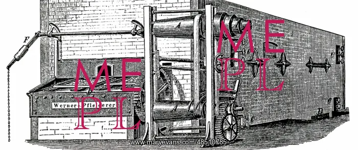 : An engraving depicting an automatic biscuit oven : An engraving depicting an automatic biscuit oven