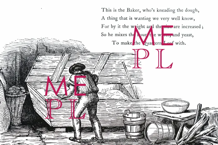 : An engraving depicting a baker kneading dough in a trough : An engraving depicting a baker kneading dough in a trough