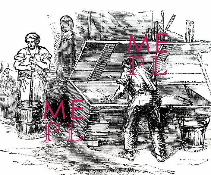 : An engraving depicting a baker kneading dough in a trough : An engraving depicting a baker kneading dough in a trough