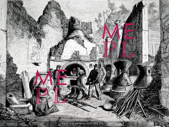 : An engraving depicting a bakery, Pompeii : An engraving depicting a bakery, Pompeii