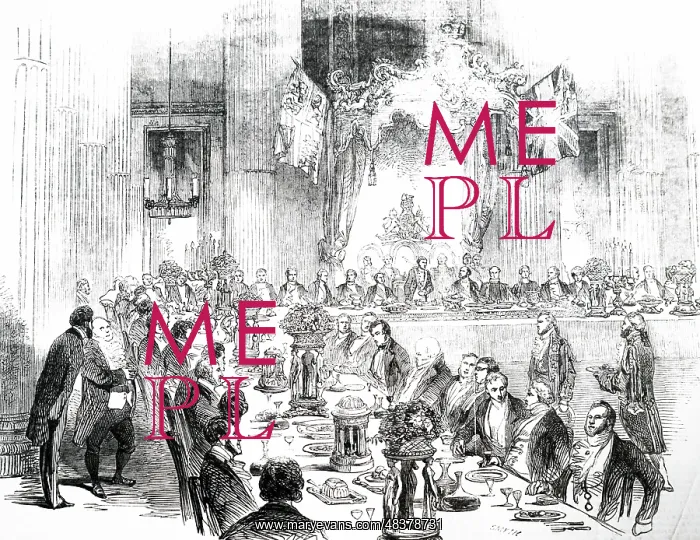 : An engraving depicting banquet : An engraving depicting banquet