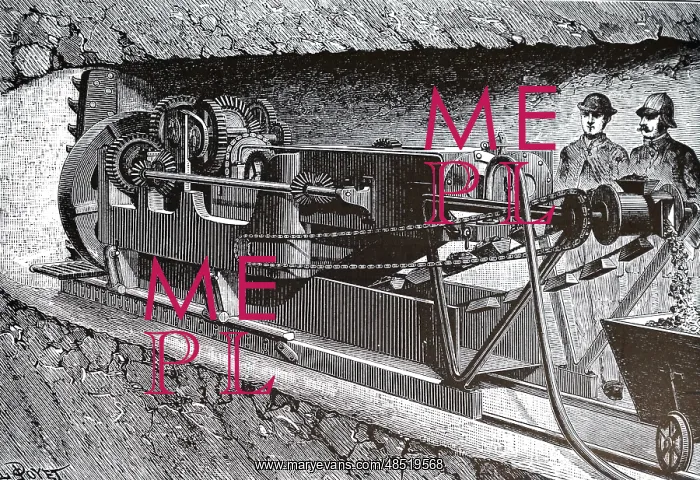 : An engraving depicting Beaumont's drilling machine : An engraving depicting Beaumont's drilling machine