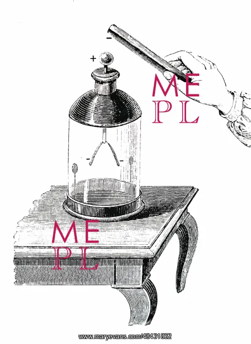 : Engraving depicting Bennett's gold leaf electroscope : Engraving depicting Bennett's gold leaf electroscope