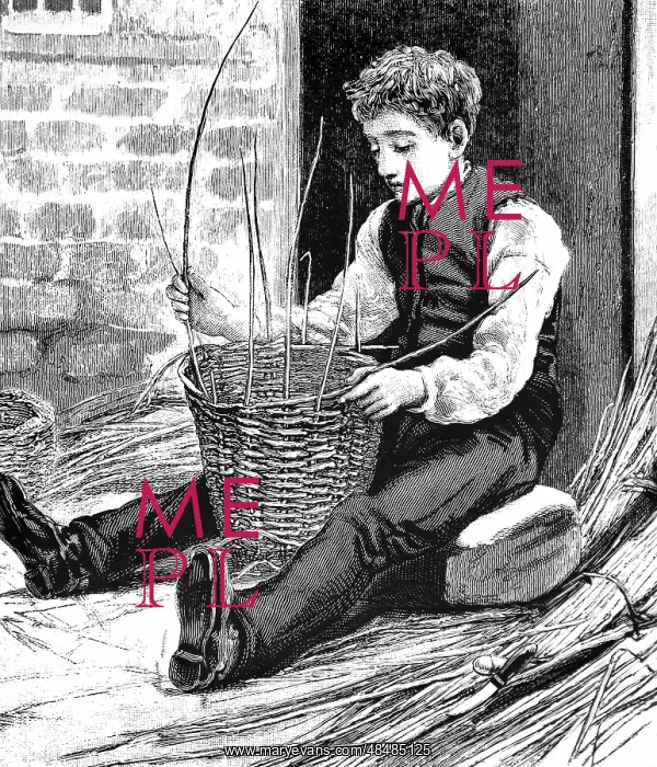 : Engraving depicting a blind boy making a basket : Engraving depicting a blind boy making a basket