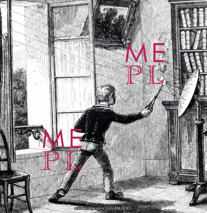: Engraving depicting a boy lighting paper using : Engraving depicting a boy lighting paper using