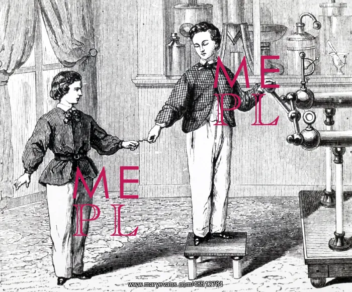 : Engraving depicting boys experimenting with an : Engraving depicting boys experimenting with an