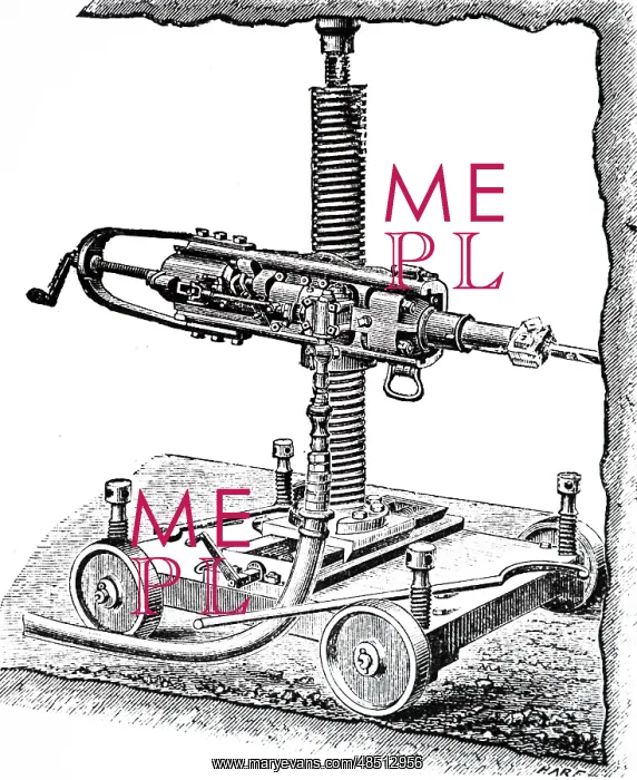 : An engraving depicting Burleigh's rock drill : An engraving depicting Burleigh's rock drill