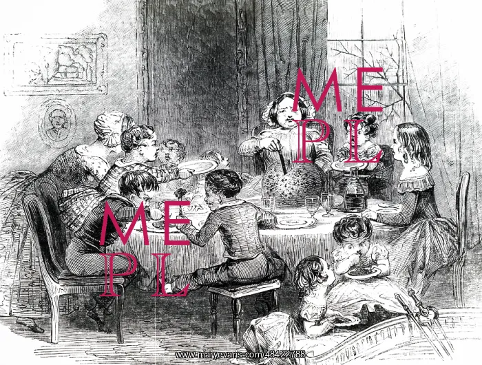 : An engraving depicting the Christmas pudding : An engraving depicting the Christmas pudding