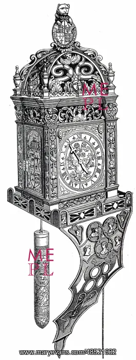 : An engraving depicting a clock given by Henry VIII : An engraving depicting a clock given by Henry VIII