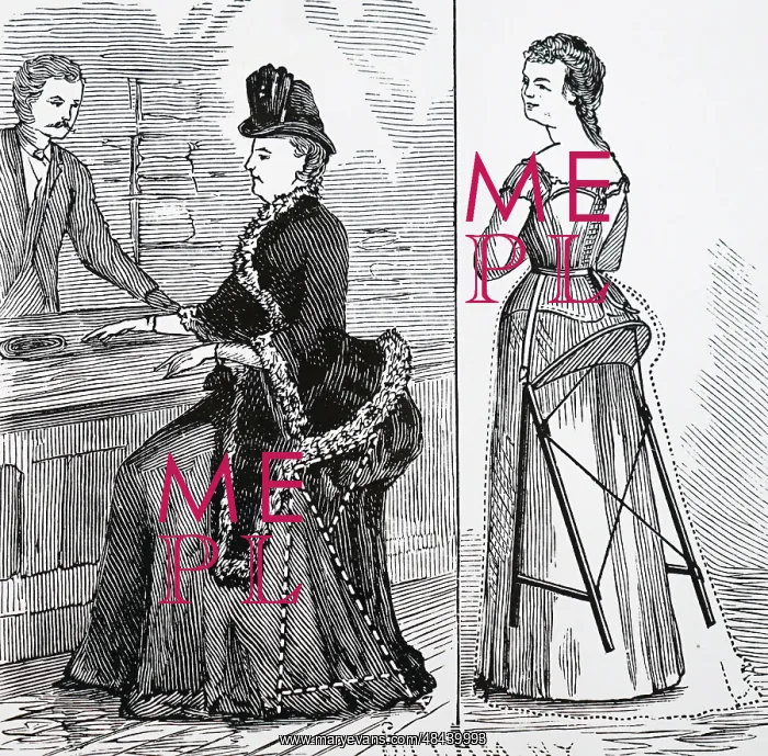 : Engraving depicting a combined stool and bustle : Engraving depicting a combined stool and bustle