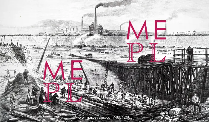 : An engraving depicting the construction of the East Dock : An engraving depicting the construction of the East Dock