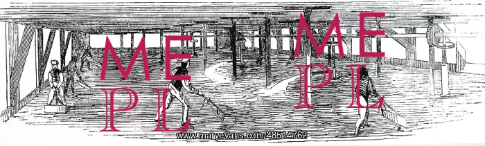 : An engraving depicting the cooling floor in a distillery : An engraving depicting the cooling floor in a distillery