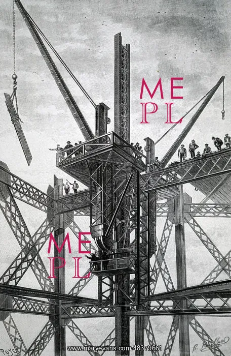 : Engraving depicting cranes being used to raise : Engraving depicting cranes being used to raise