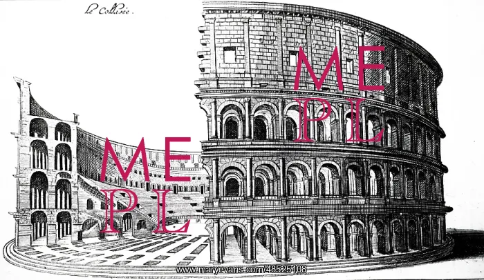 : An engraving depicting a cross-section of the Colosseum : An engraving depicting a cross-section of the Colosseum