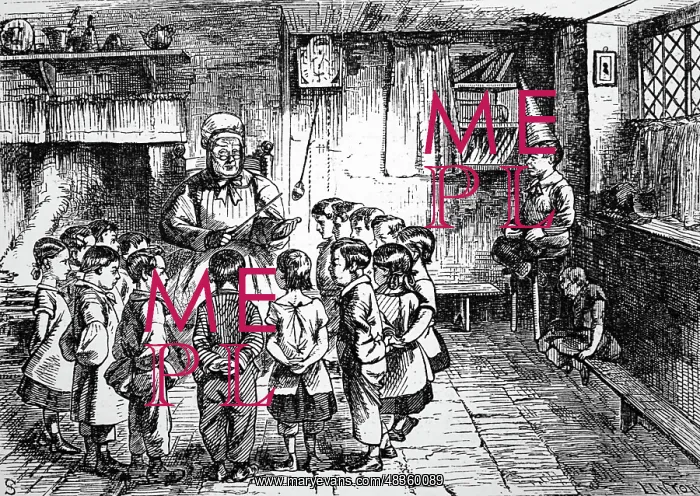 : Engraving depicting a Dame school classroom : Engraving depicting a Dame school classroom