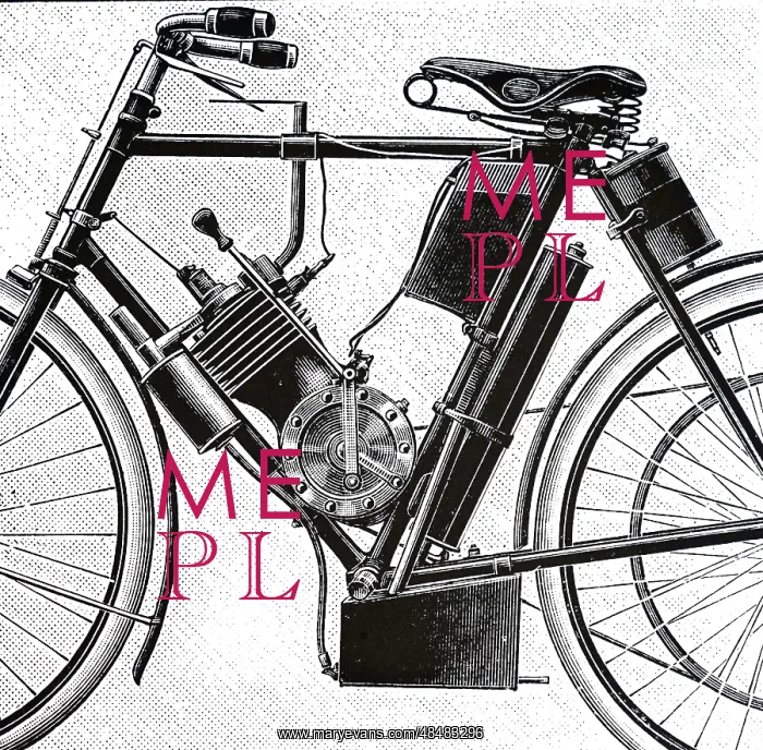: An engraving depicting Durey's motorcycle : An engraving depicting Durey's motorcycle