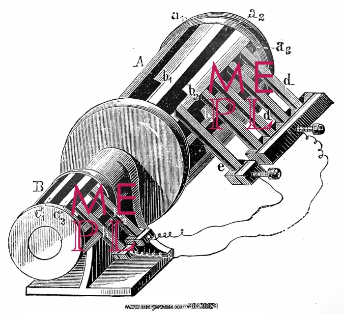  : Engraving depicting Edison's commutator
