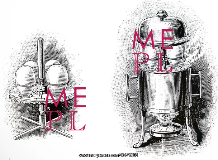 : An engraving depicting an egg-cooker : An engraving depicting an egg-cooker