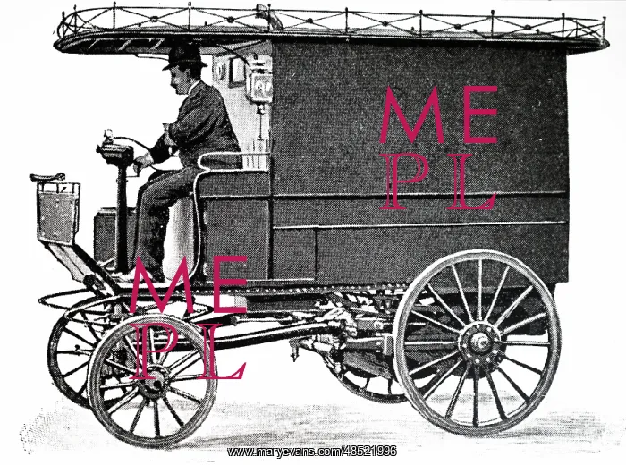  : Engraving depicting an electric delivery van