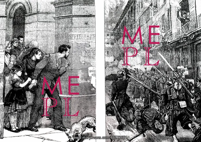 : An engraving depicting the end of the Paris Commune : An engraving depicting the end of the Paris Commune
