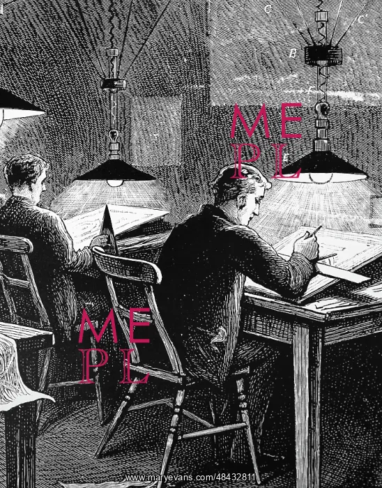 : Engraving depicting an engineering classroom at : Engraving depicting an engineering classroom at