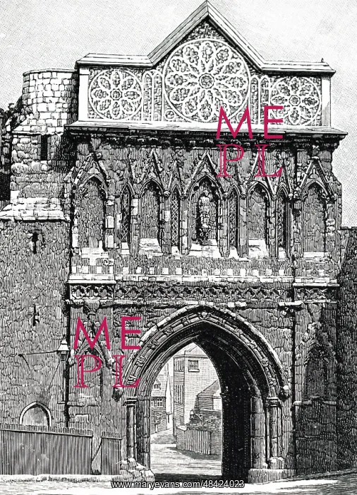 : An engraving depicting the Ethelbert Gate : An engraving depicting the Ethelbert Gate