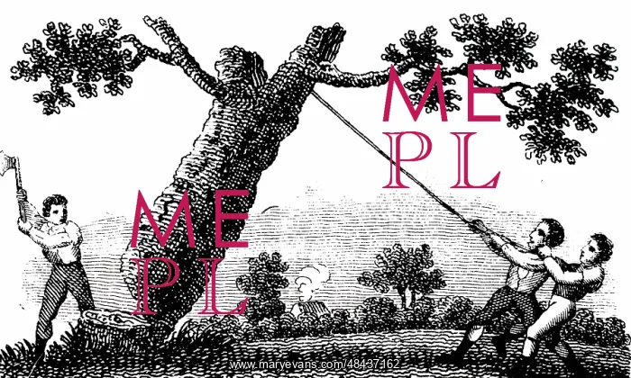 : Engraving depicting the felling of a tree : Engraving depicting the felling of a tree