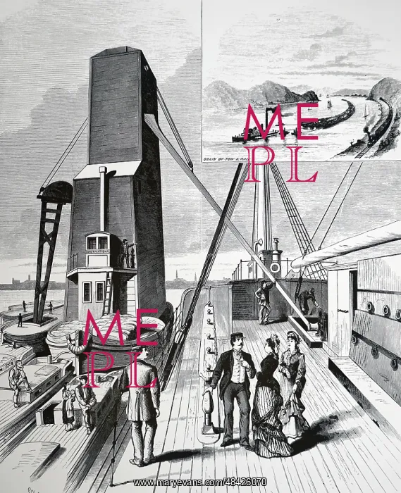 : Engraving depicting floating grain elevators : Engraving depicting floating grain elevators