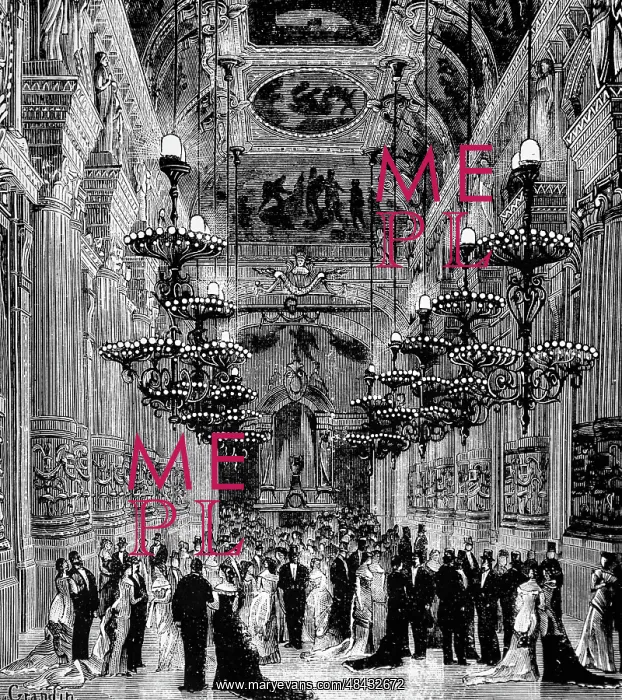 : Engraving depicting the foyer of the Paris Opera : Engraving depicting the foyer of the Paris Opera
