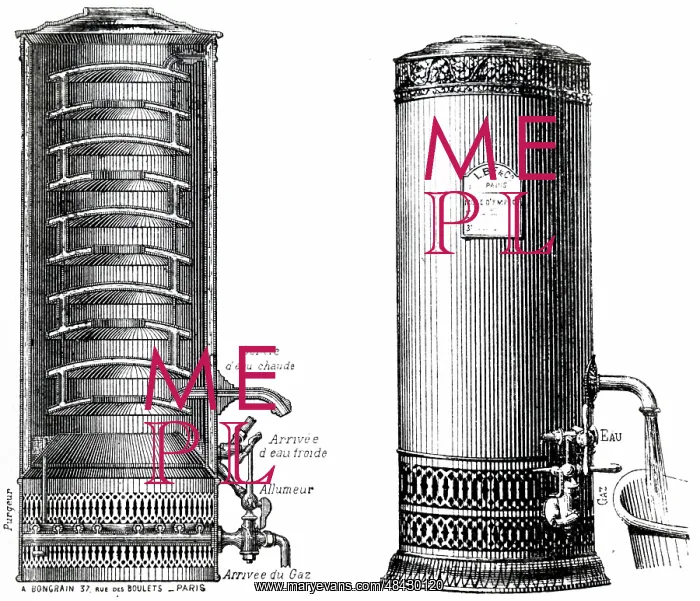 : An engraving depicting a geyser for a bath : An engraving depicting a geyser for a bath