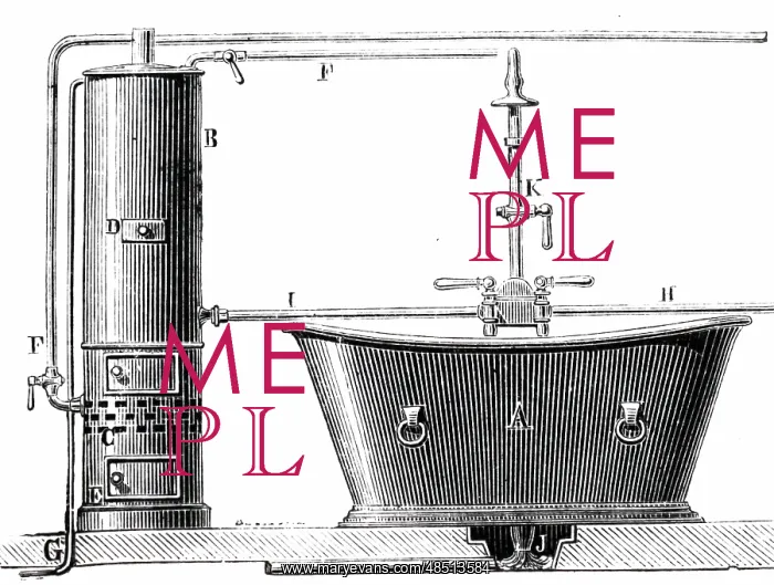 : An engraving depicting a geyser for a bath : An engraving depicting a geyser for a bath