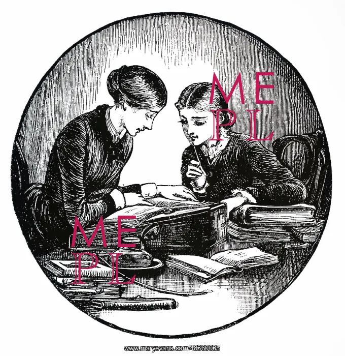 : Engraving depicting a governess with her pupil : Engraving depicting a governess with her pupil