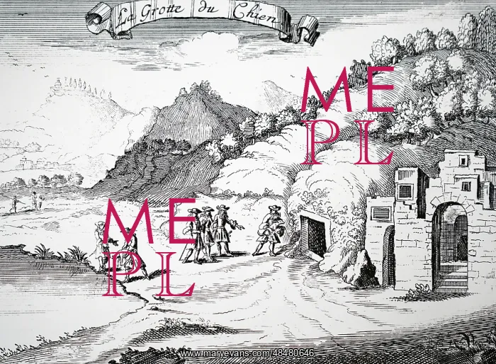 : An engraving depicting the guide of the Grotto : An engraving depicting the guide of the Grotto