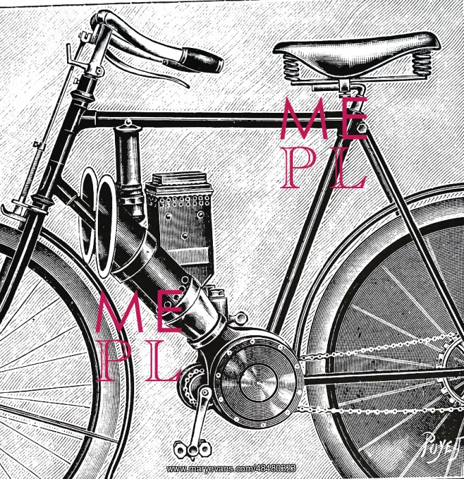 : An engraving depicting Hertschmann's motorcycle : An engraving depicting Hertschmann's motorcycle