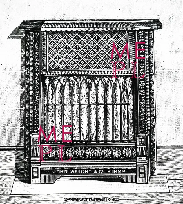 : An engraving depicting an incandescent gas fire : An engraving depicting an incandescent gas fire