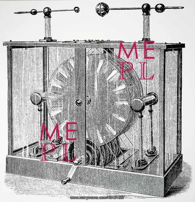 : Engraving depicting James Wimshurst's static or : Engraving depicting James Wimshurst's static or