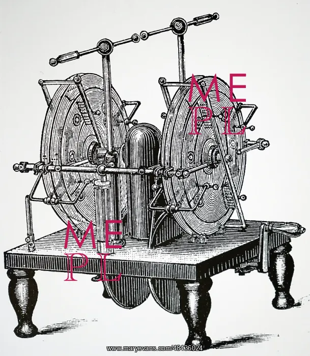 : Engraving depicting James Wimshurst's static or : Engraving depicting James Wimshurst's static or