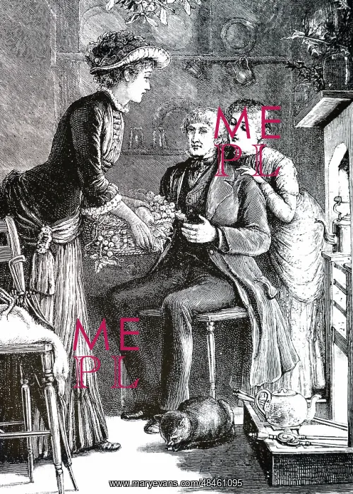 : An engraving depicting a lady taking a hamper : An engraving depicting a lady taking a hamper
