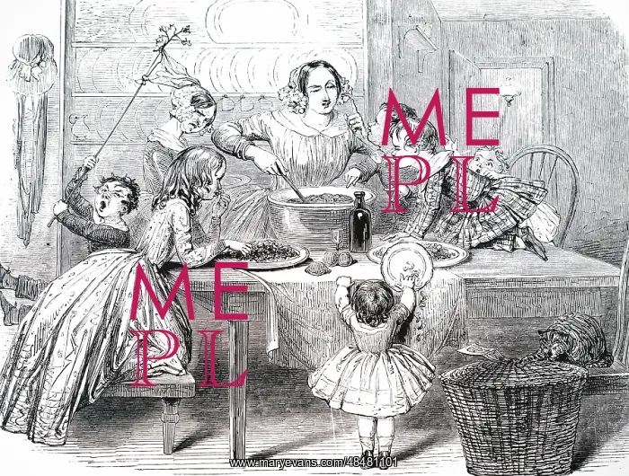 : An engraving depicting the making of the Christmas pudding : An engraving depicting the making of the Christmas pudding