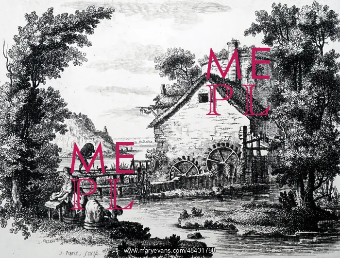 : An engraving depicting a man carrying a sack of corn : An engraving depicting a man carrying a sack of corn