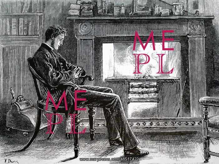 : An engraving depicting a man sitting beside the fireplace : An engraving depicting a man sitting beside the fireplace