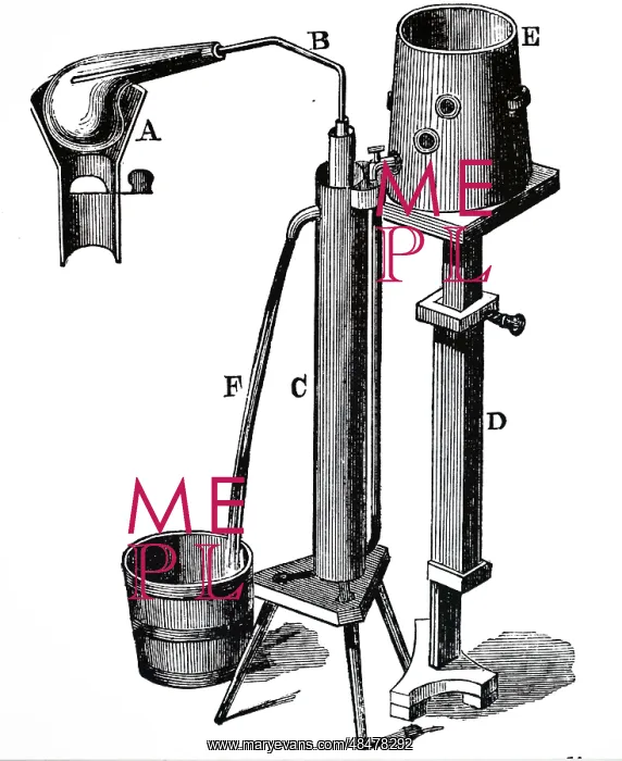 : An engraving depicting Mohr's ether condenser : An engraving depicting Mohr's ether condenser