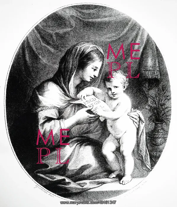 : Engraving depicting a mother teaching her child : Engraving depicting a mother teaching her child