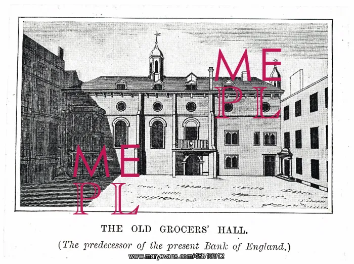: Engraving depicting the Old Grocers Hall : Engraving depicting the Old Grocers Hall